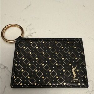 YSL black mirror purse charm with Gold Ring new